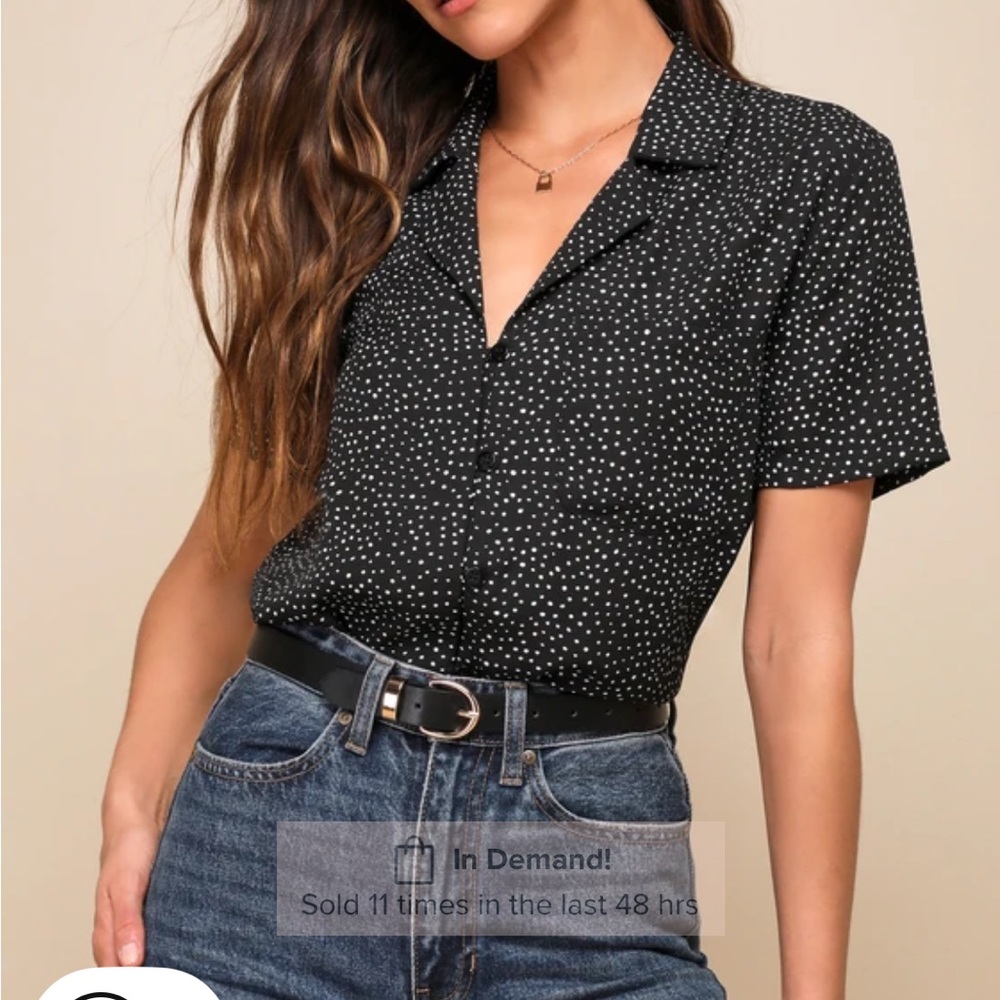 Lulu's Black and White Polka Dot Blouse